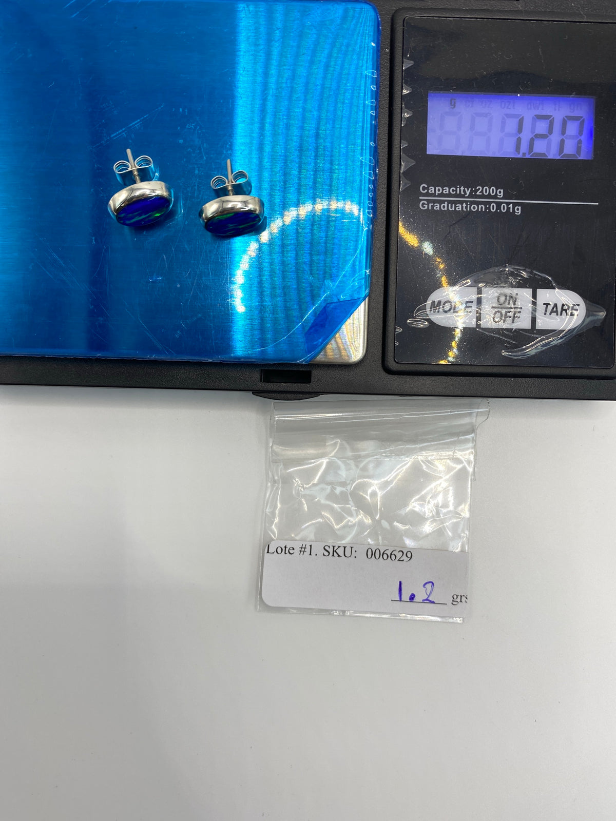 Aretes de Plata 925 Ópalo de Fuego Azul — Taxco — foto 6