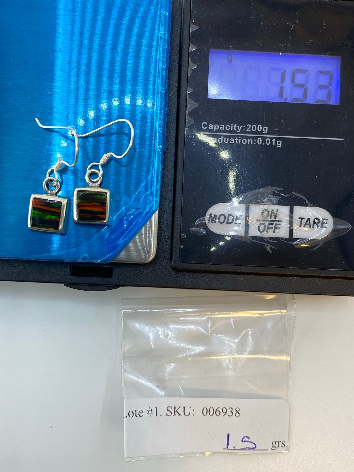 Aretes Plata Ópalo de Fuego Cuadrados — Taxco 925 — foto 6