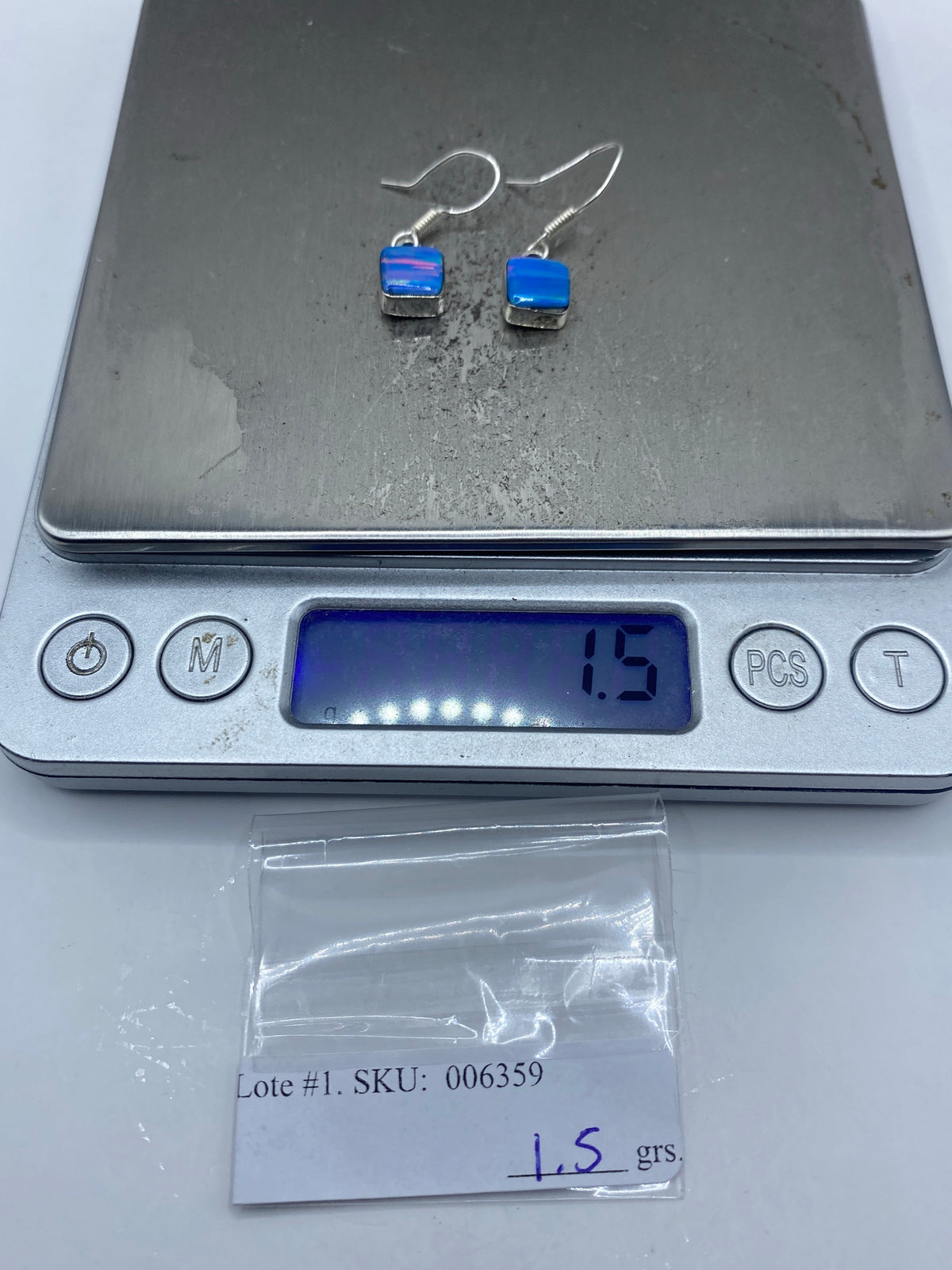 Aretes de Plata con Ópalo de Fuego Azul — Taxco 925 — foto 6