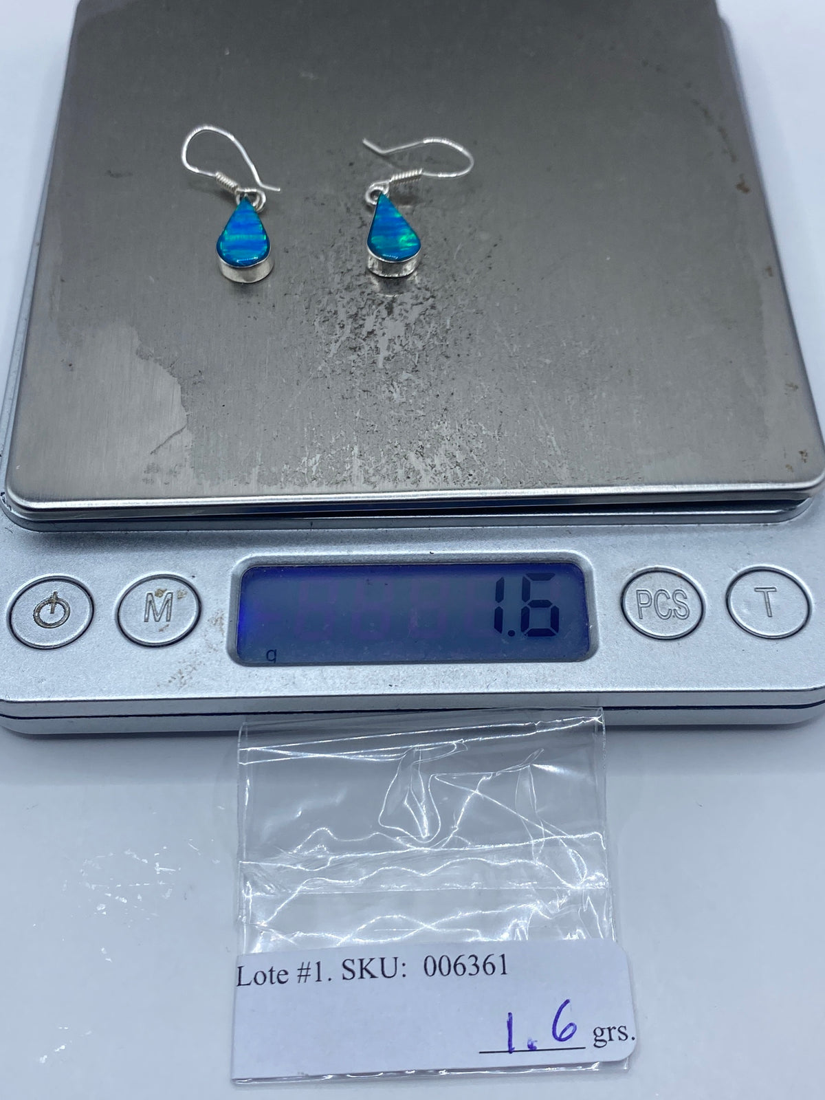 Aretes de Plata Ópalo de Fuego Azul — Taxco 950 — foto 6