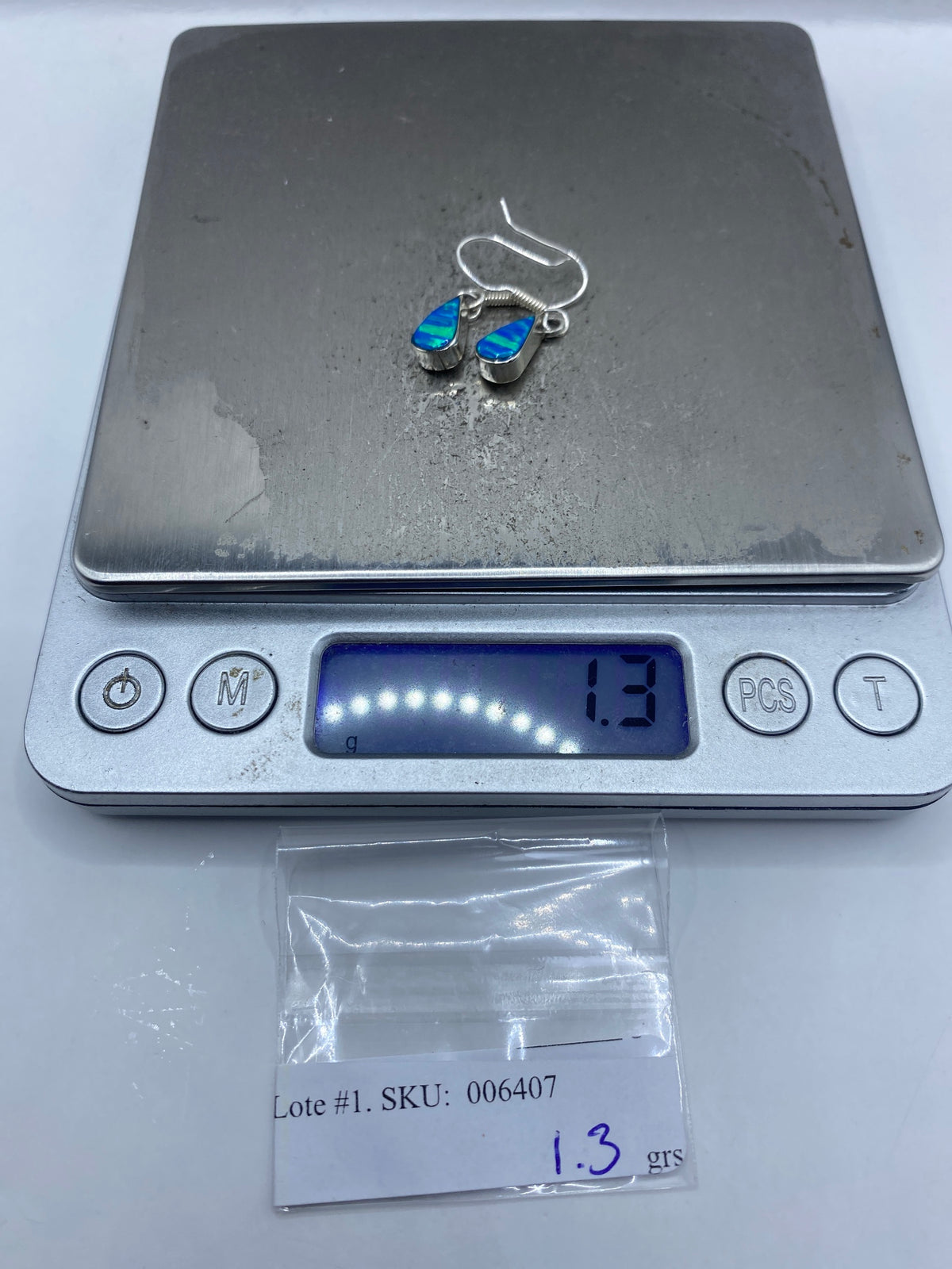Aretes de Plata 950 con Ópalo de Fuego Azul — foto 6