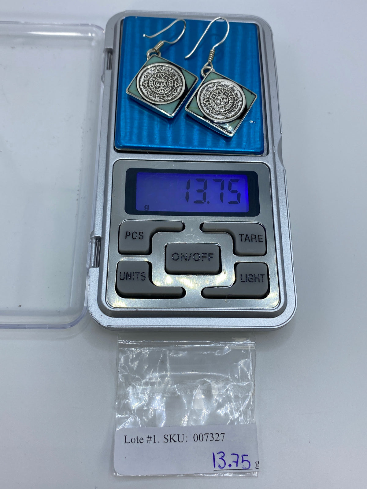 Aretes Plata Turquesa Calendario Azteca — Taxco 925 — foto 6