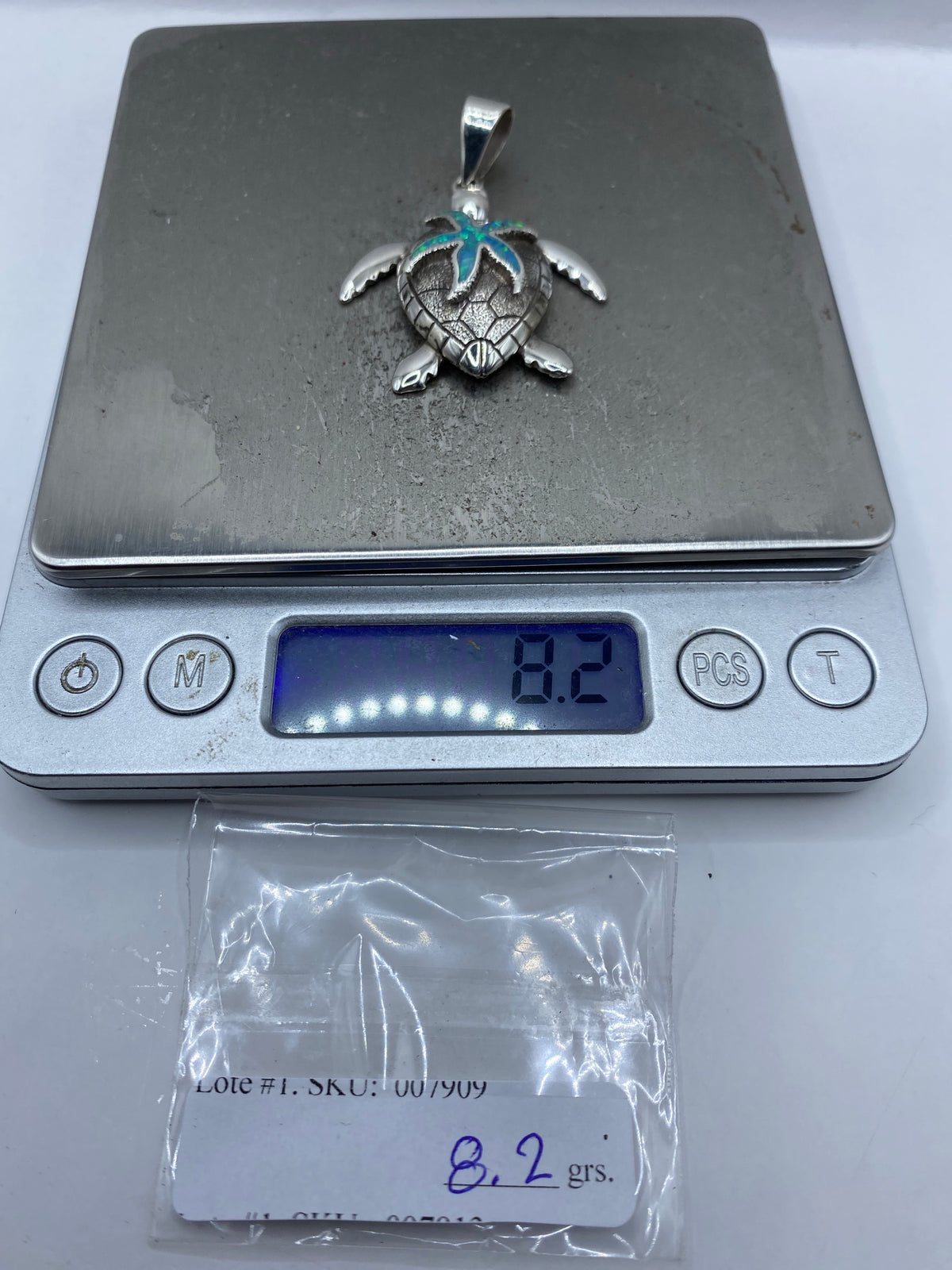 Dije Tortuga Marina de Plata 950 con Ópalo Azul — foto 6