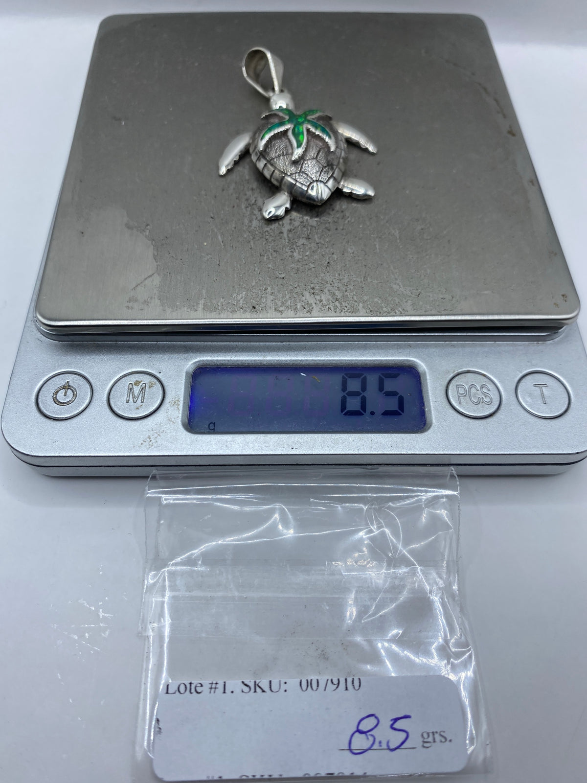 Dije Tortuga Marina Plata 950 Ópalo Verde — foto 6