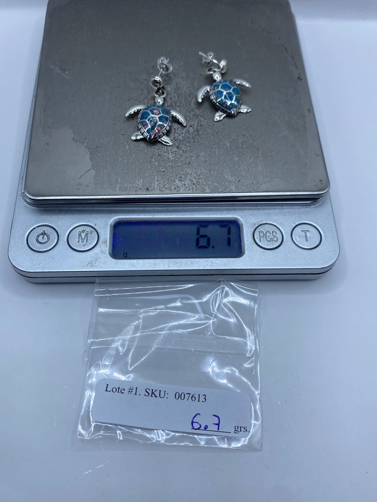 Aretes Tortuga Ópalo de Fuego Multicolor — Plata 950 Taxco — foto 6