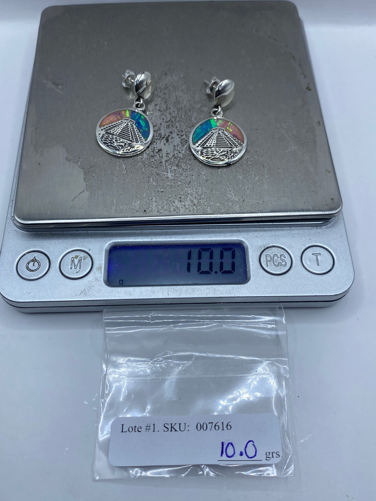 Aretes Pirámide Azteca Ópalo Fuego Plata 950 — Taxco — foto 6
