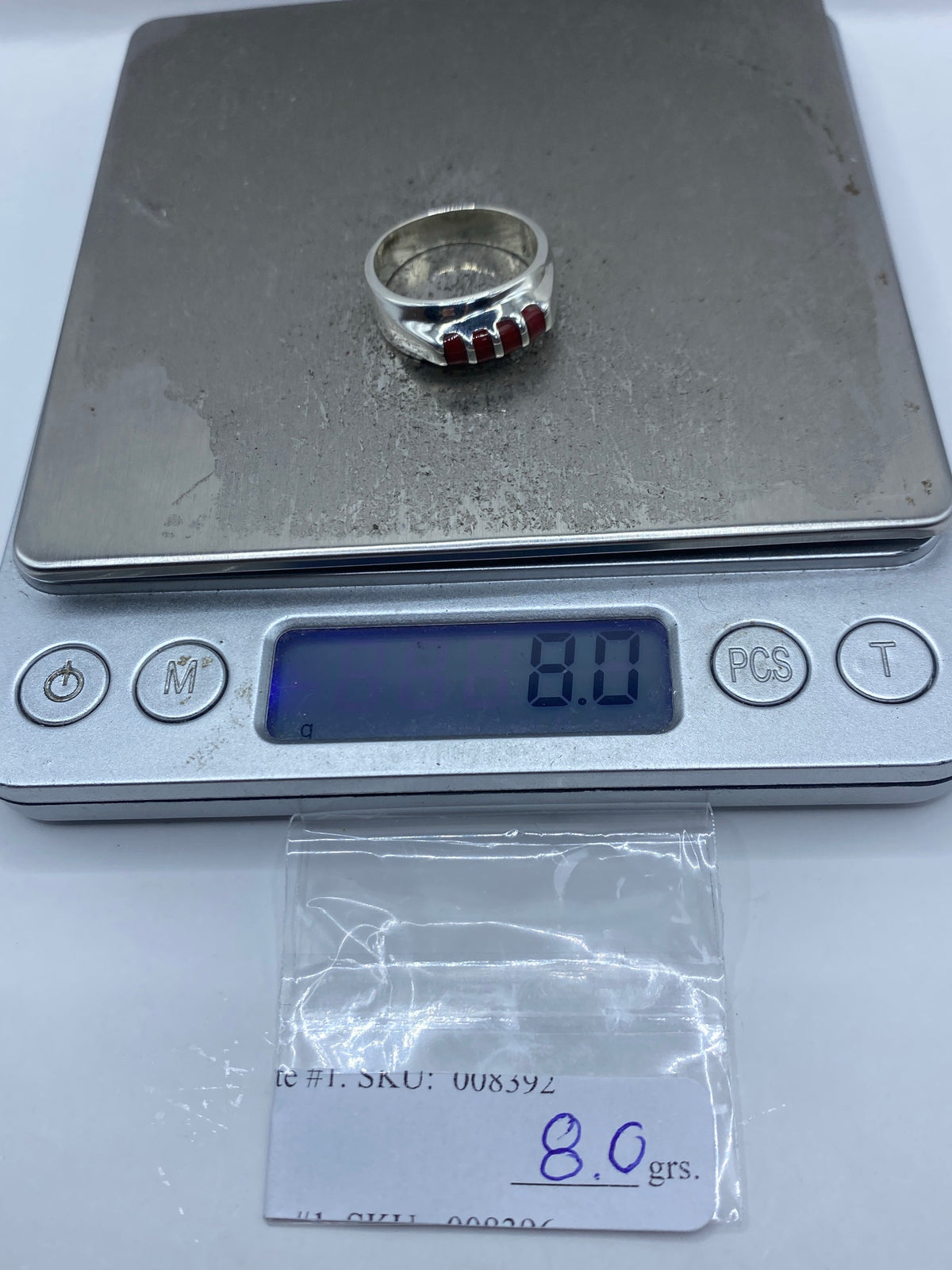 Anillo de Plata con Coral Rojo — Taxco 925 — foto 7