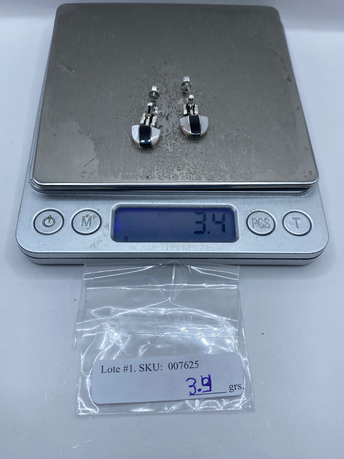 Aretes Plata 950 Perla Blanca y Ónix — Taxco — foto 6