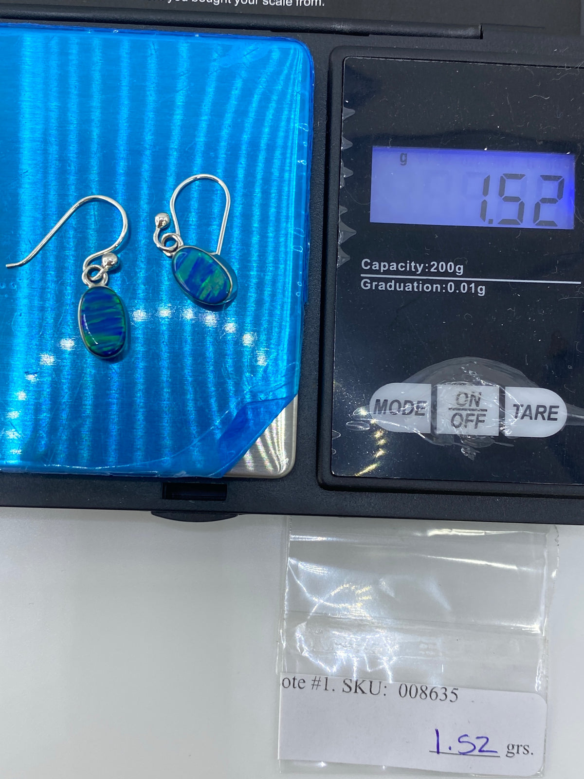 Aretes Ópalo de Fuego Verde Olivo Plata 950 — Taxco — foto 6