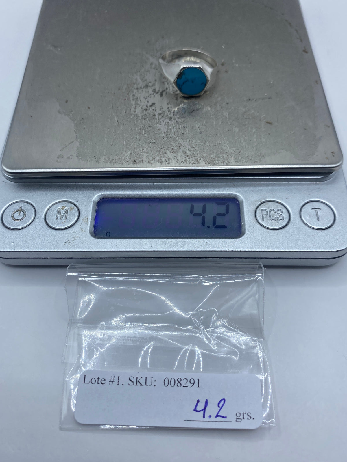 Anillo de Plata 925 con Turquesa Azul Cielo — Taxco — foto 7