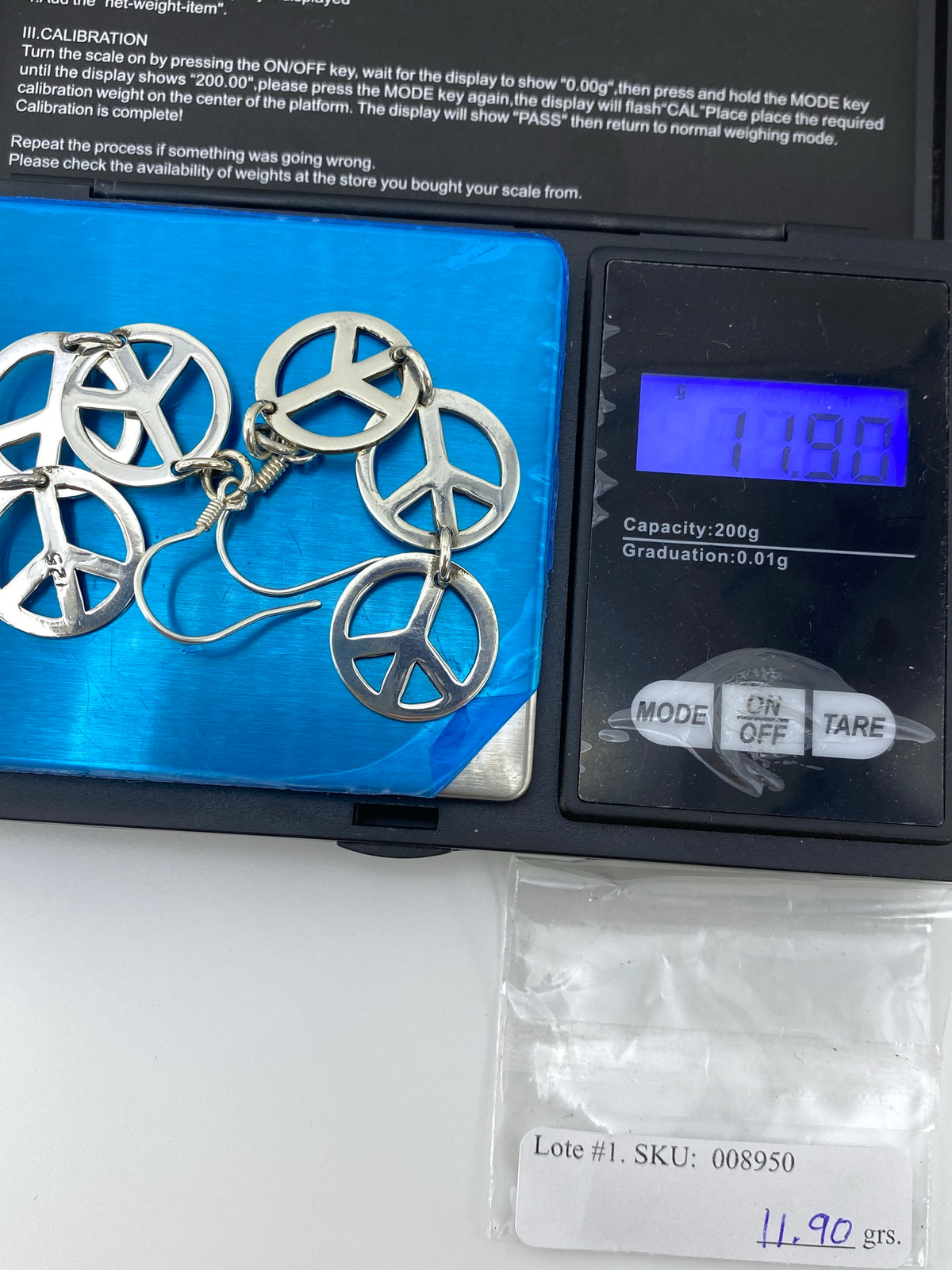 Aretes de Plata Símbolo de Paz Calado — Taxco 925 — foto 6