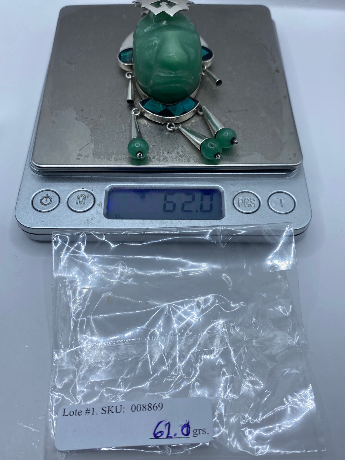 Dije Jade y Malaquita Escultural de Plata — Taxco 950 — foto 6
