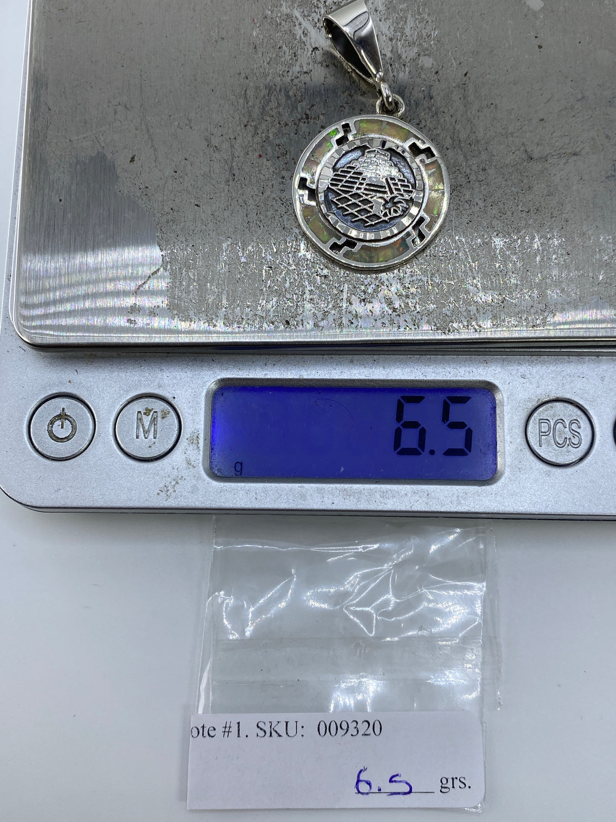 Dije Pirámide Prehispánica de Plata 950 con Ópalo de Fuego — Taxco — foto 6