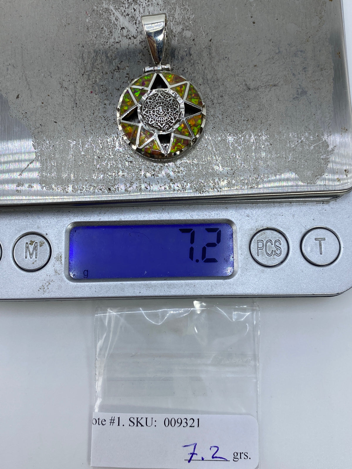 Dije Calendario Azteca de Plata 950 con Ópalo de Fuego — foto 6