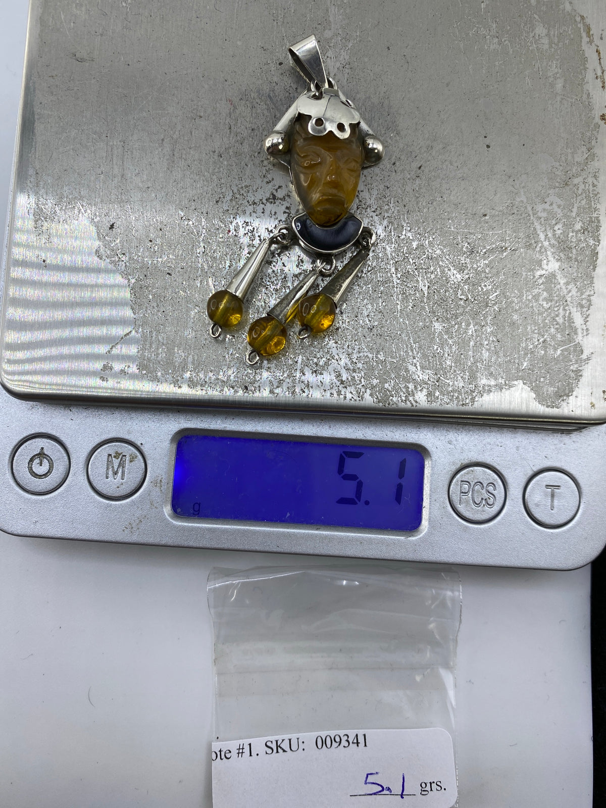 Dije Máscara de Plata con Ámbar — Taxco 925 — foto 6