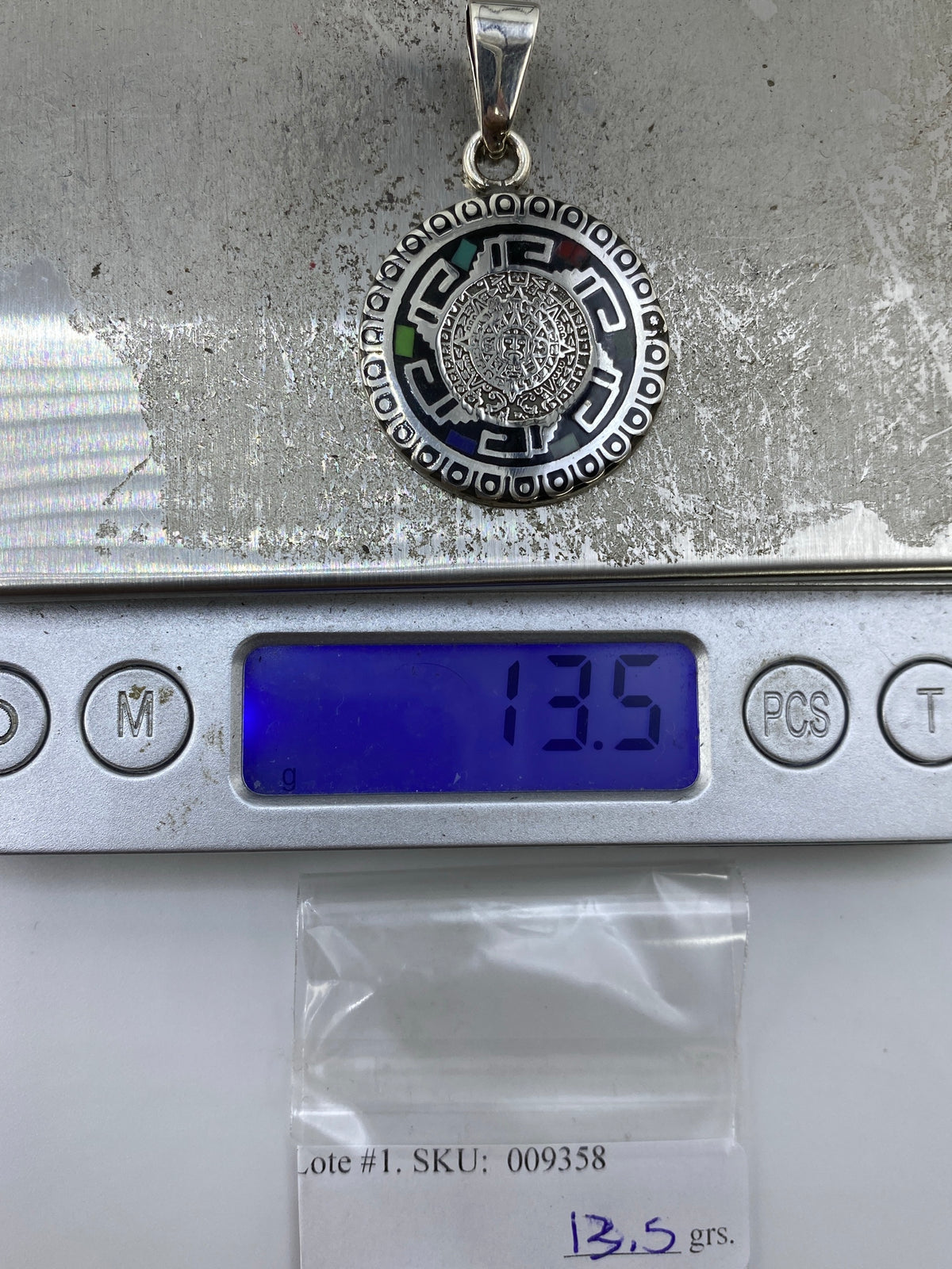 Dije Calendario Azteca Plata 925 — Multicolor Incrustado — foto 6