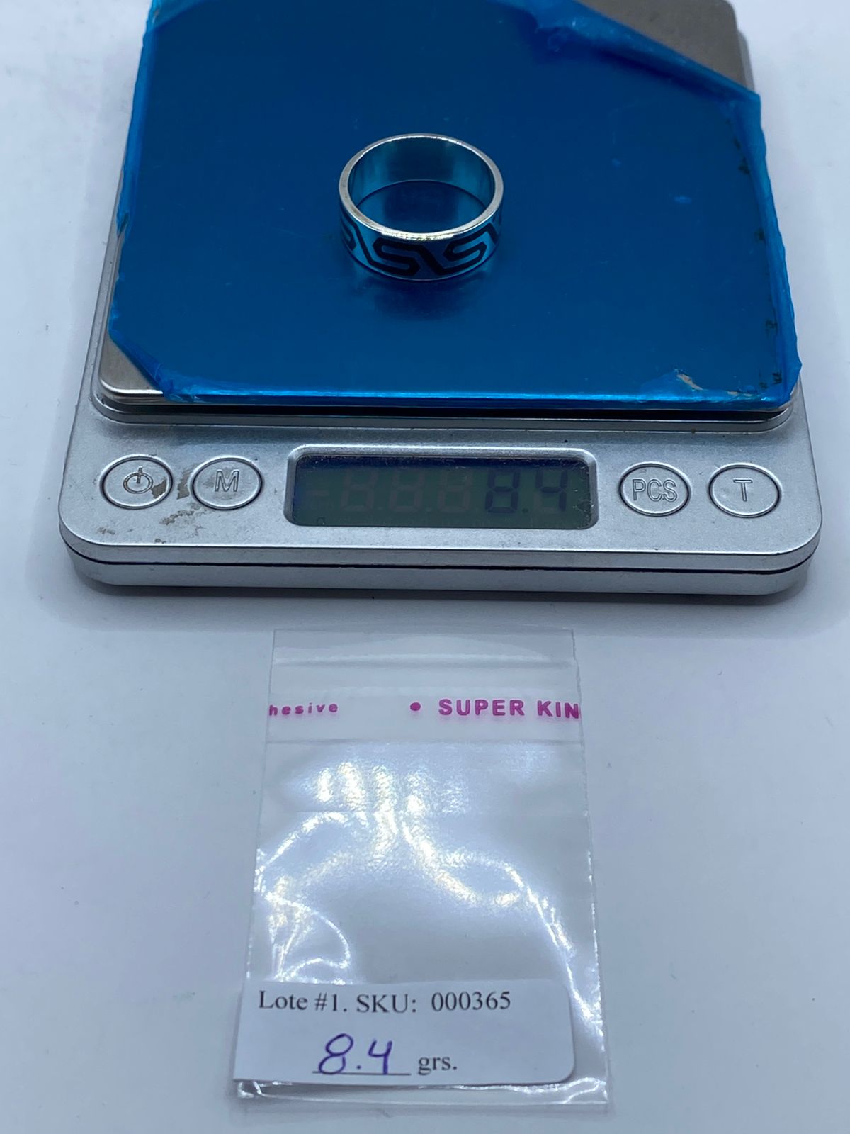 Anillo Artesanal de Plata .925 con Malaquita Verde y Greca Moderna