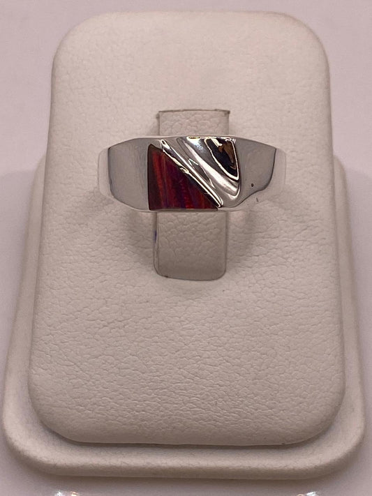 Anillo Geométrico con Ópalo de Fuego en Plata .925, vista frontal