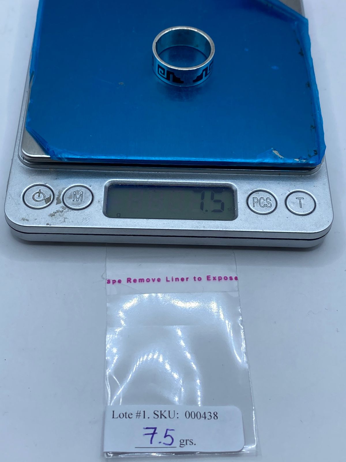 Anillo Greca Calado en Plata .925 con Obsidiana