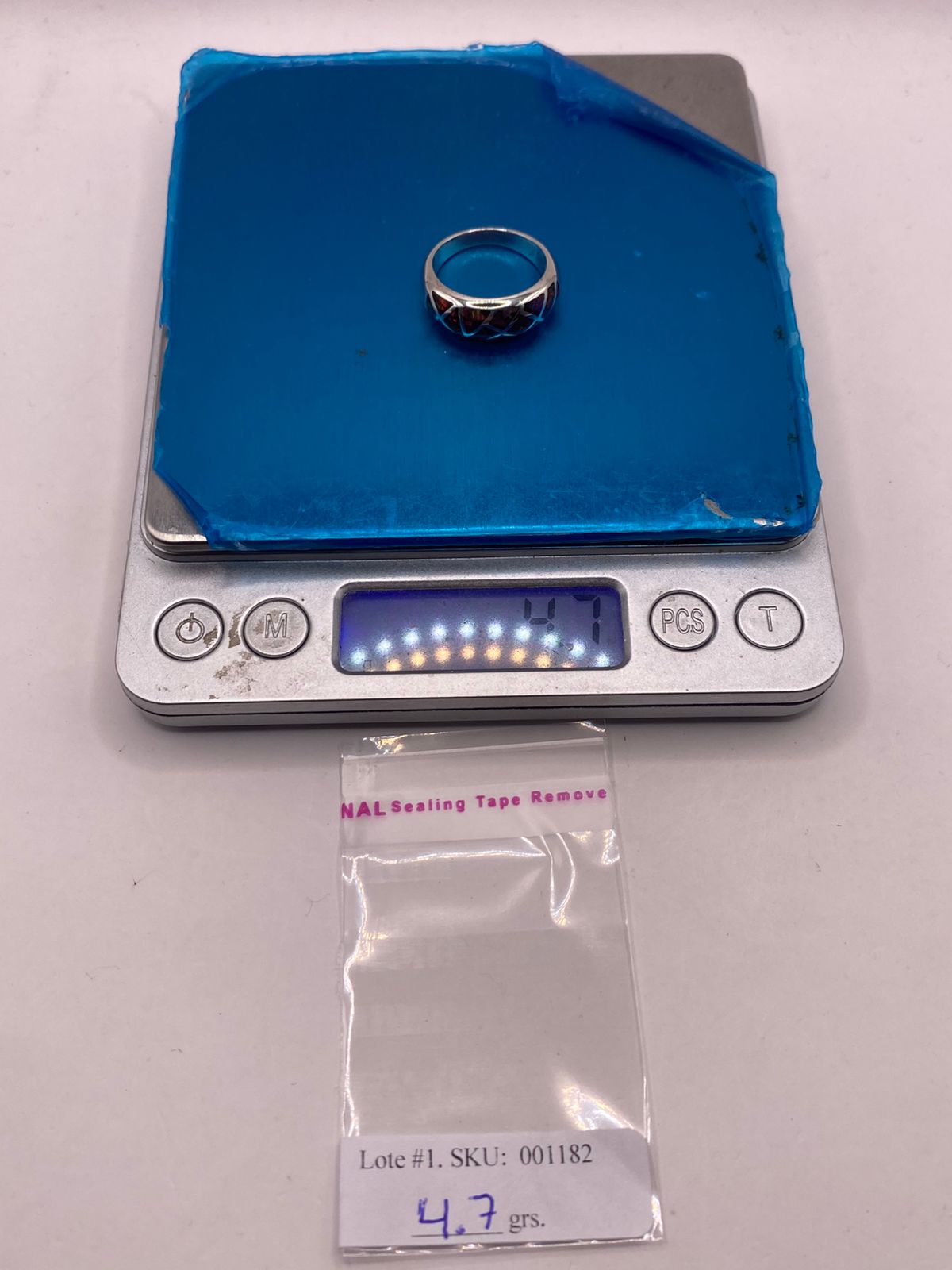 Anillo Moderno Geométrico de Plata 950 con Ópalo de Fuego