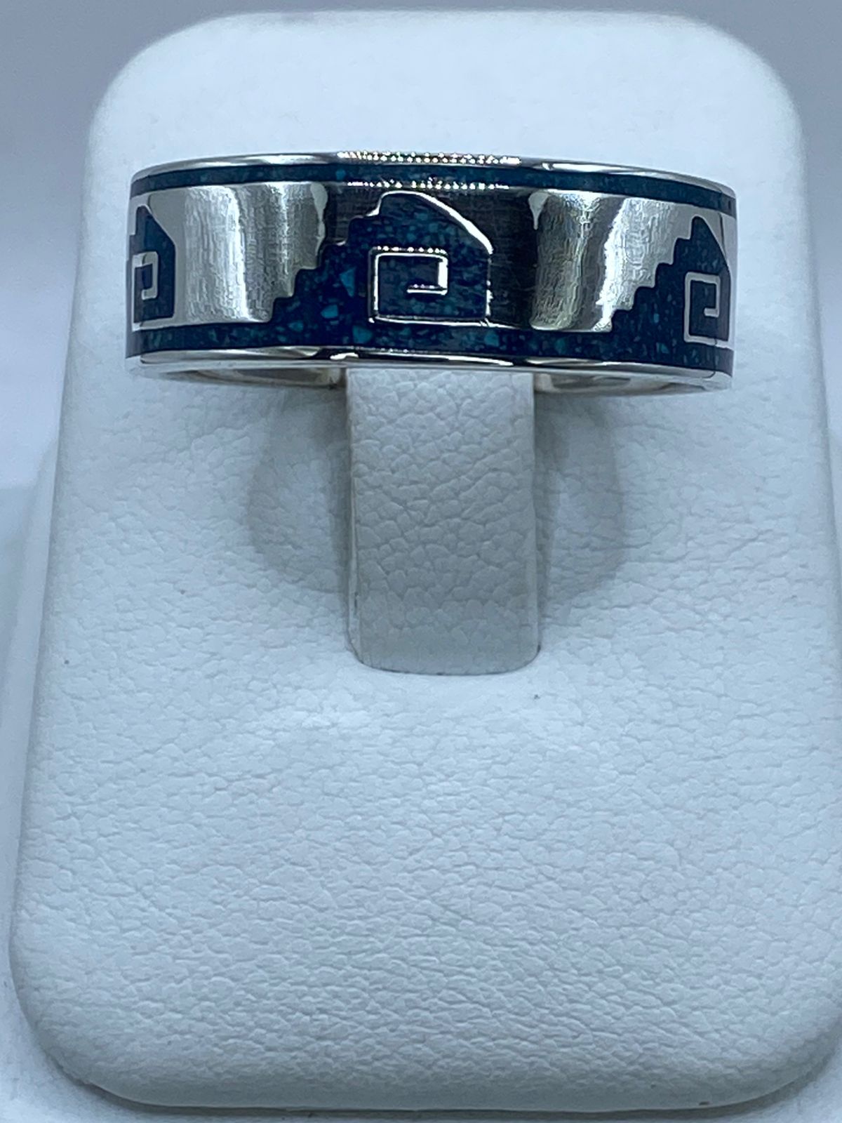 Anillo Pirámide y Greca en Plata .925 – Diseño Ancestral Mesoamericano