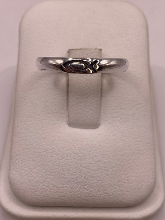 Anillo con Símbolo de Pez (ichthys) en Plata .925, vista frontal