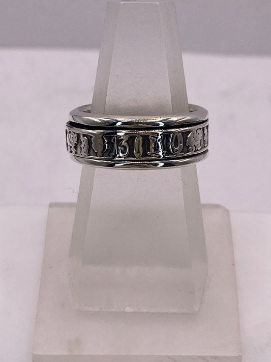 Anillo Spinner Símbolos de la Suerte en Plata .925, vista frontal