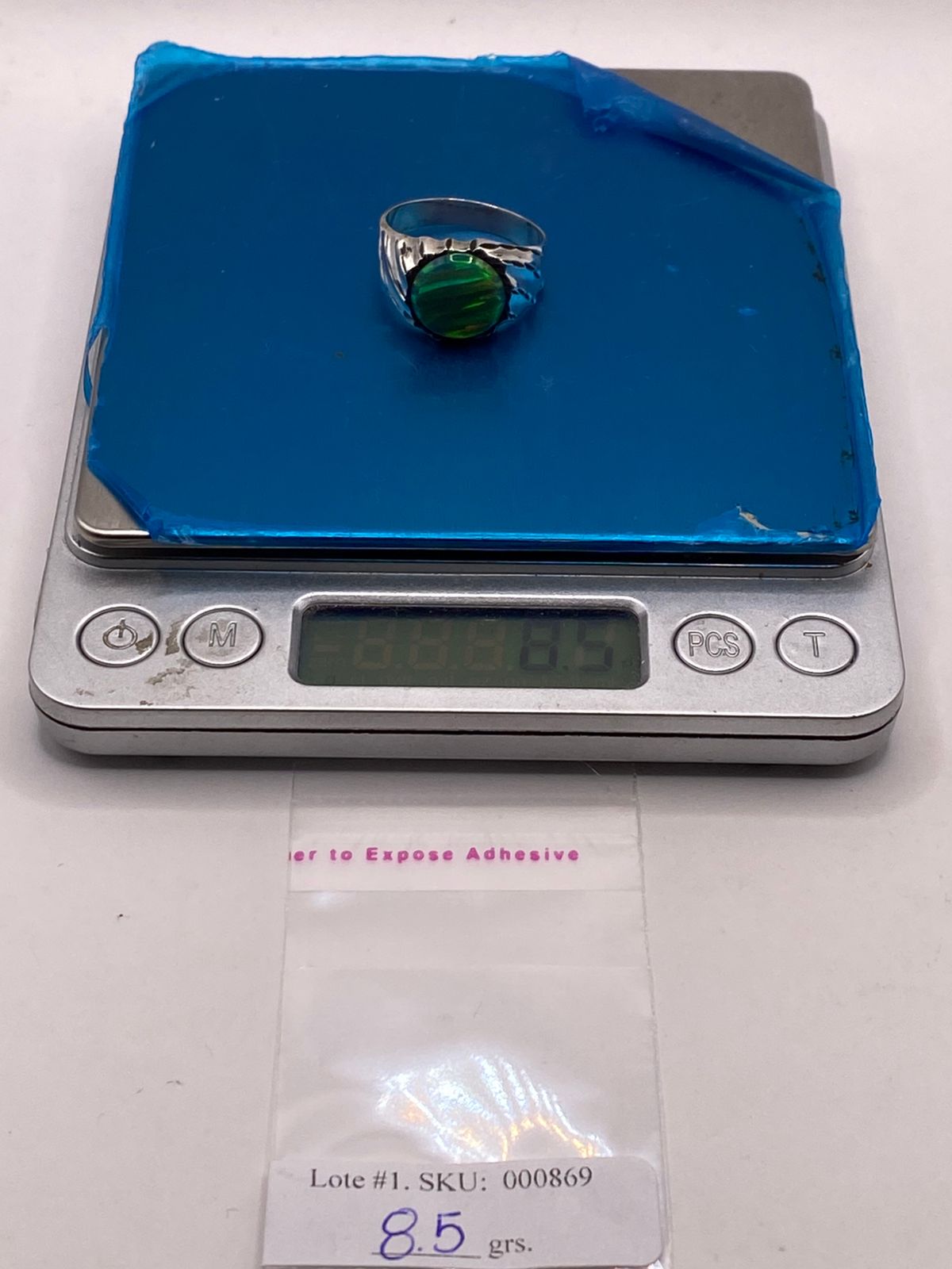 Anillo Tipo Sello Plata Ley 950 con Ópalo de Fuego