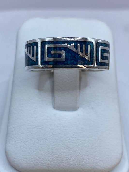 Anillo de Turquesa Geométrica en Plata .925, vista frontal