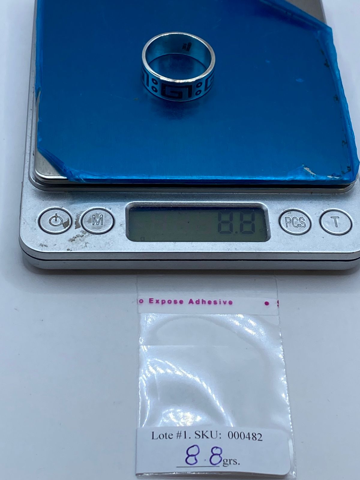 Anillo de Turquesa con Greca y Detalles Circulares en Plata .925