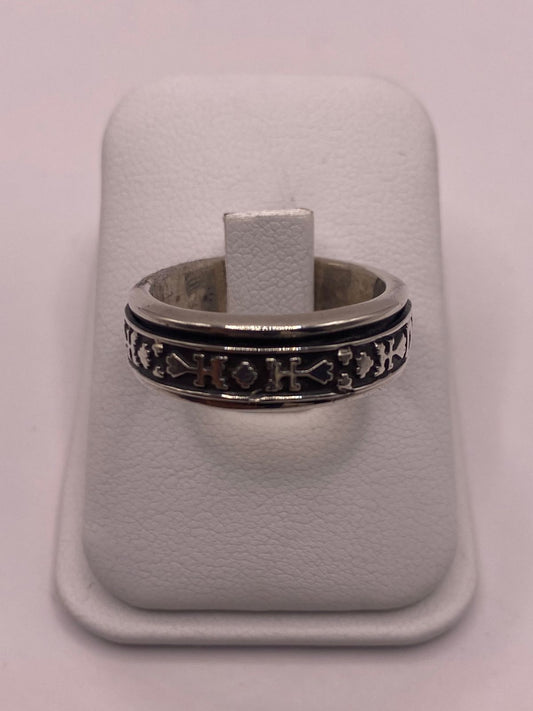 Anillo Giratorio de Plata 925 con Símbolos Geométrico, vista frontal
