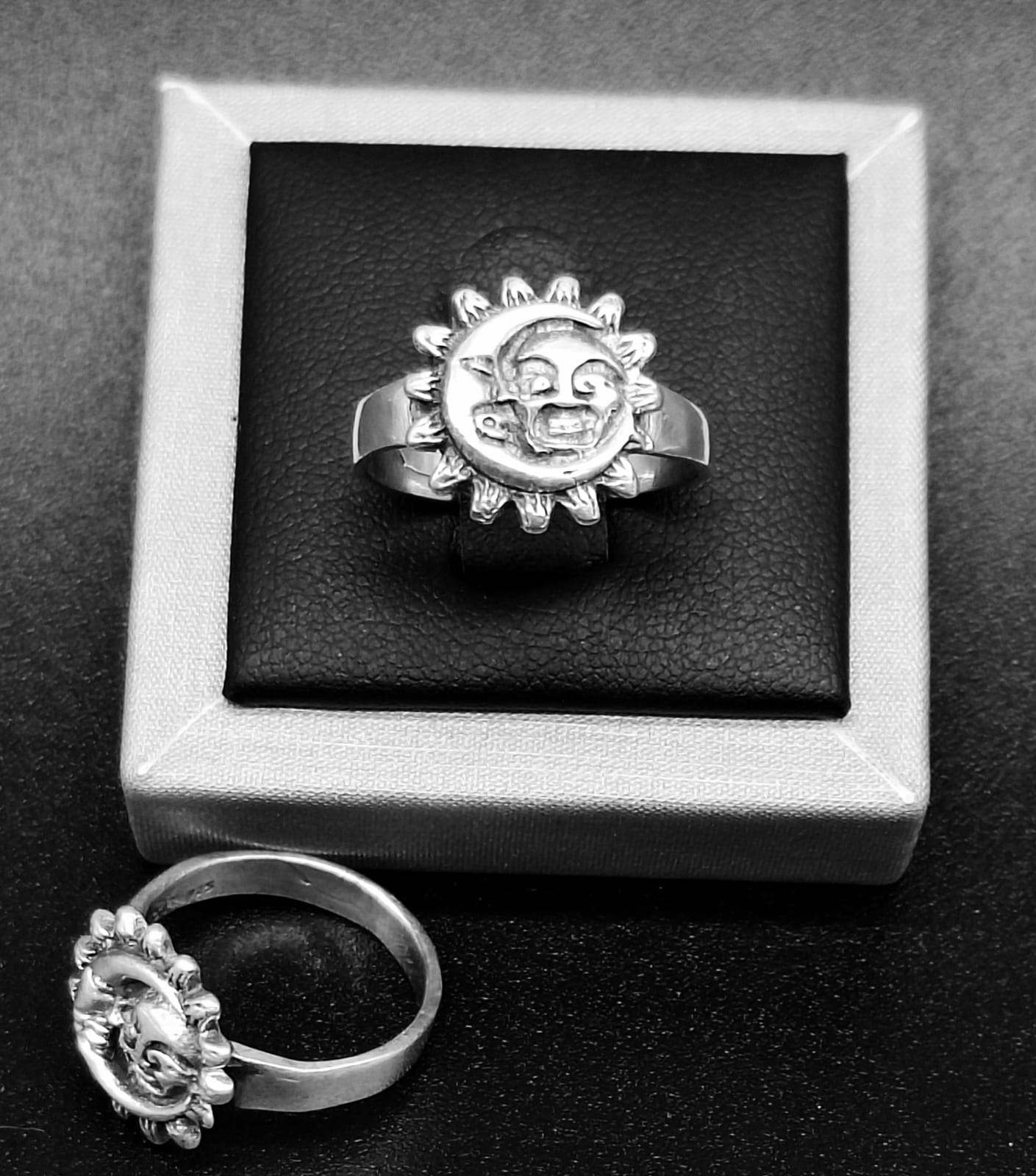 Anillo Sol Y Luna Anillo Boho De Plata 925 Con Baño De Oro