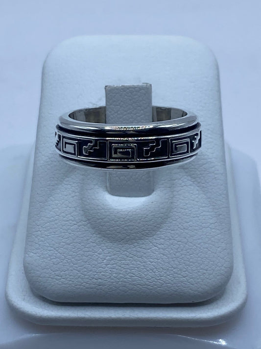 Anillo de Plata 925 con Greca Clásica, vista lateral