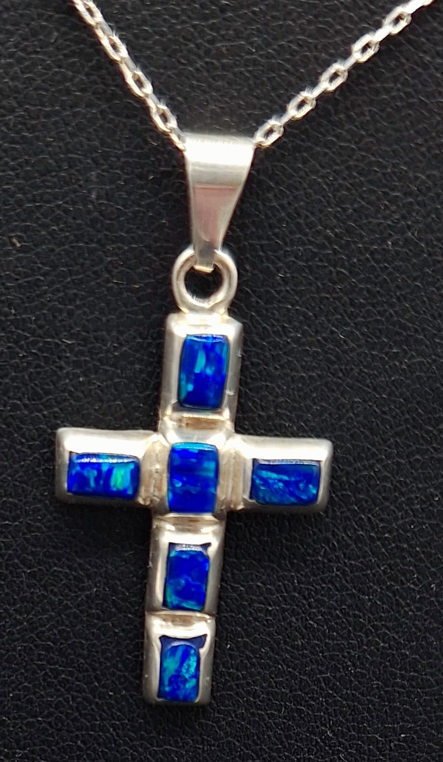 DIJE PLATA LEY 950, CON OPALO AZUL