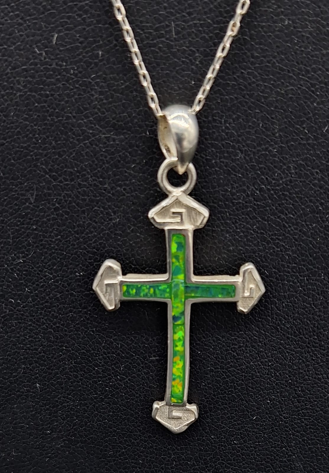 DIJE PLATA LEY 950, CON OPALO VERDE