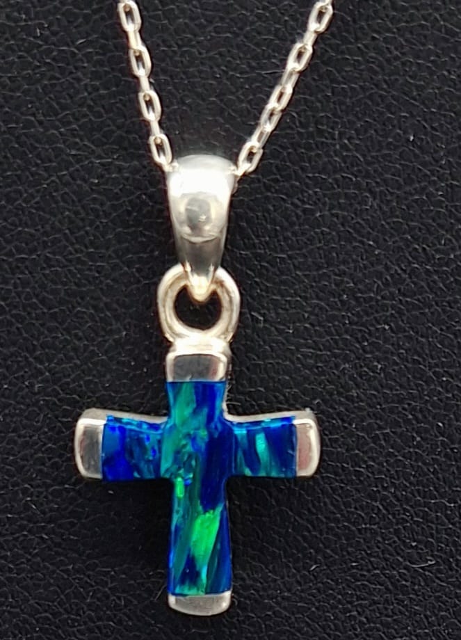 DIJE PLATA LEY 950, CON OPALO AZUL