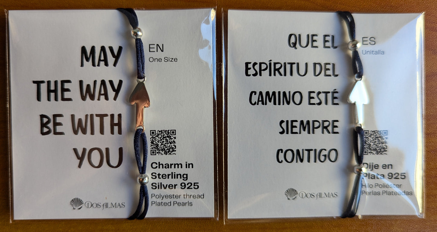 Pulsera Flechas del Camino de Santiago en Plata Ley 925 con Perlas Plateadas