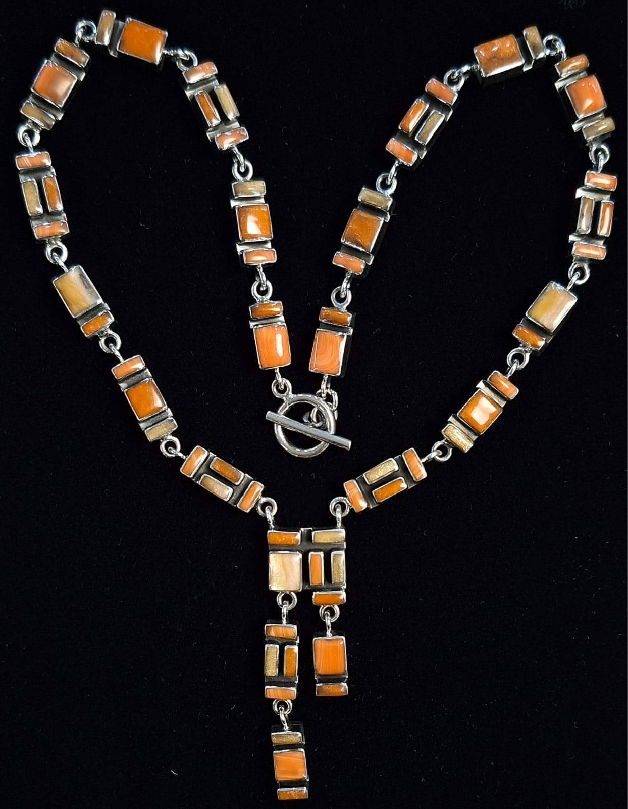 COLLAR MOSAICO CON INCRUSTACIONES DE PIEDRA EN PLATA LEY 925