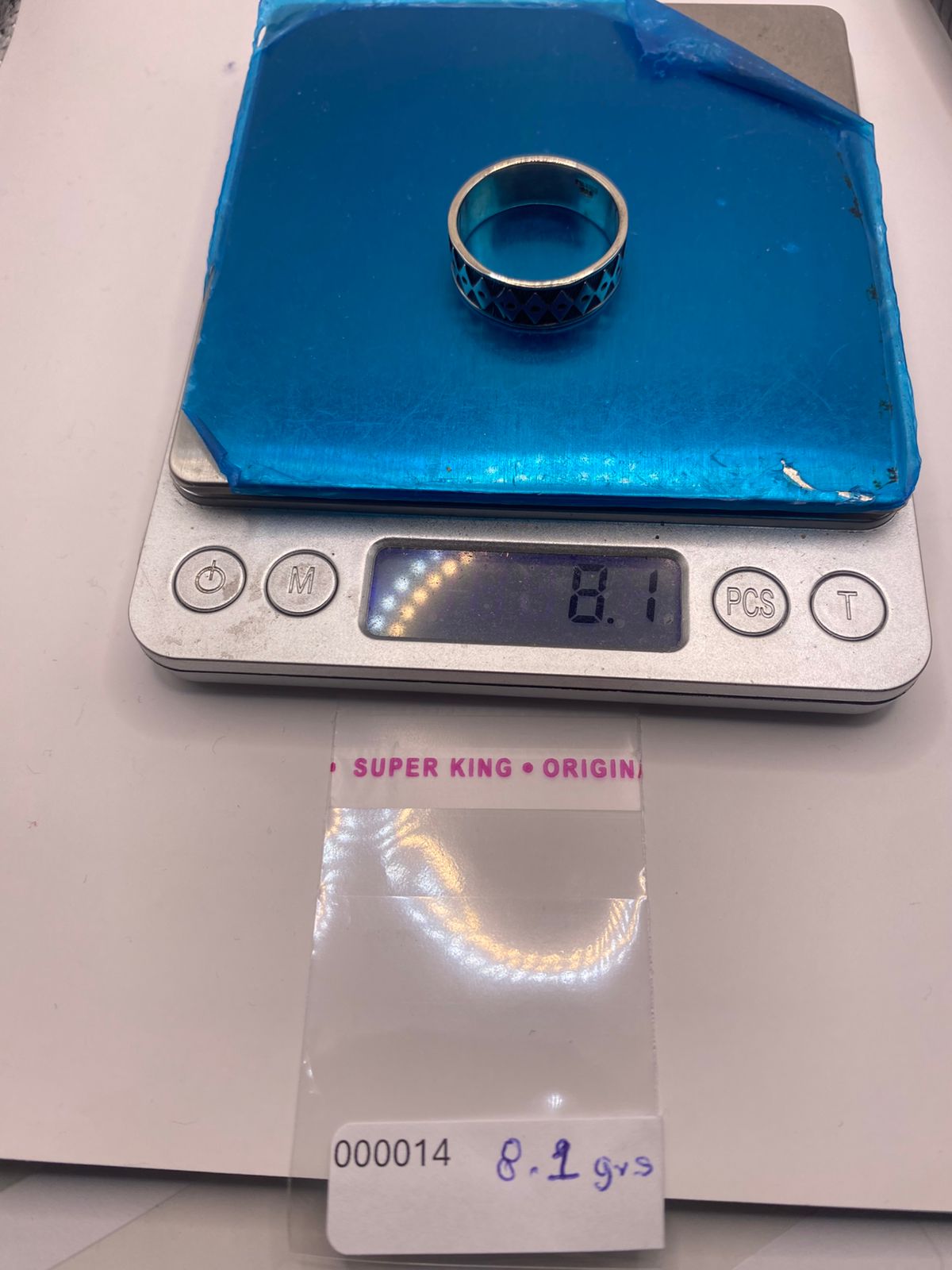 Anillo de Plata 925 con Grabado Geométrico de Rombos