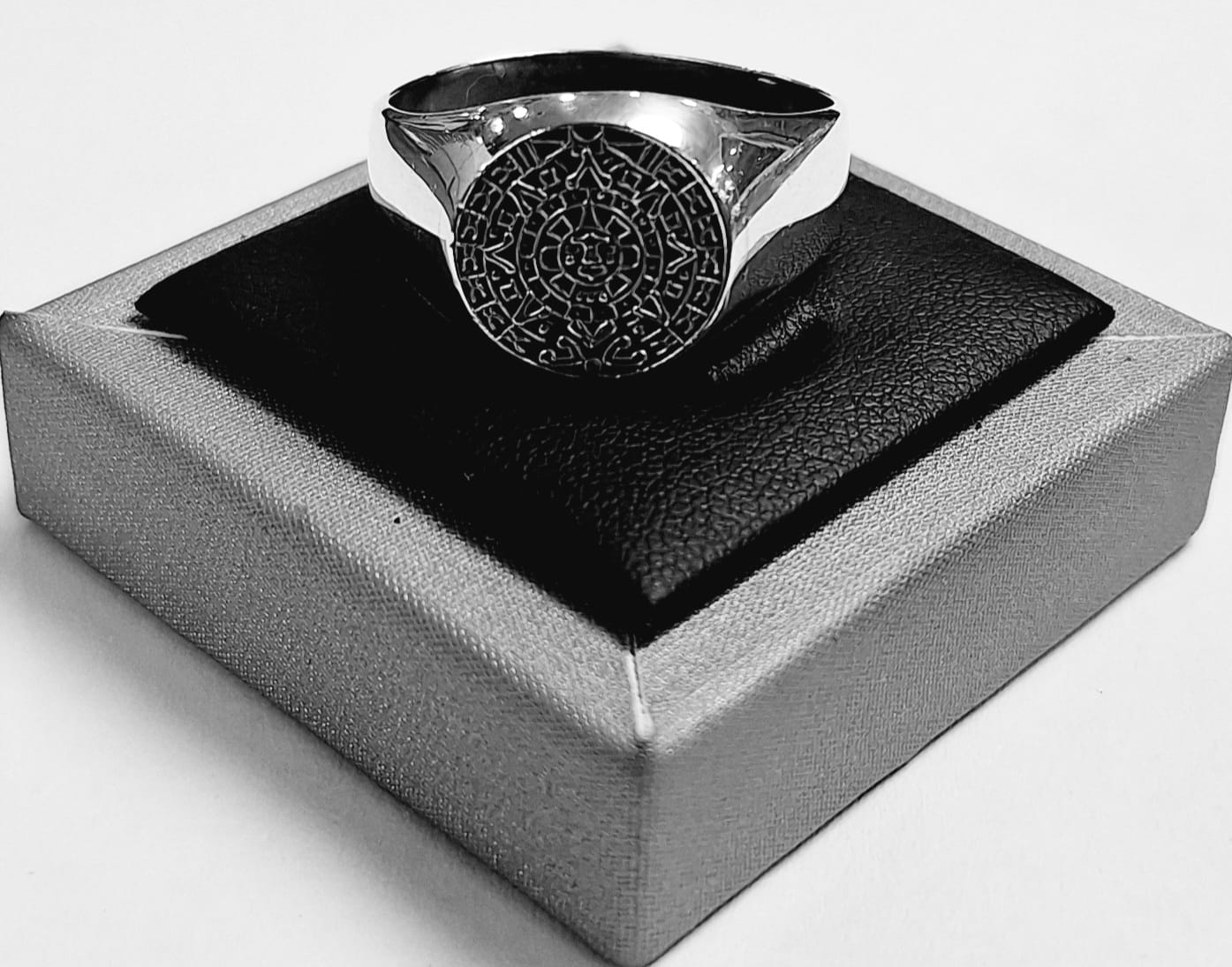 ANILLO CALENDARIO AZTECA EN LEY PLATA 925