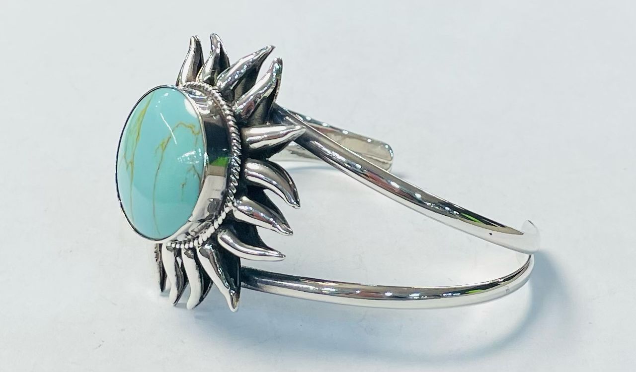 BRAZALETE CON TURQUESA EN PLATA LEY 925