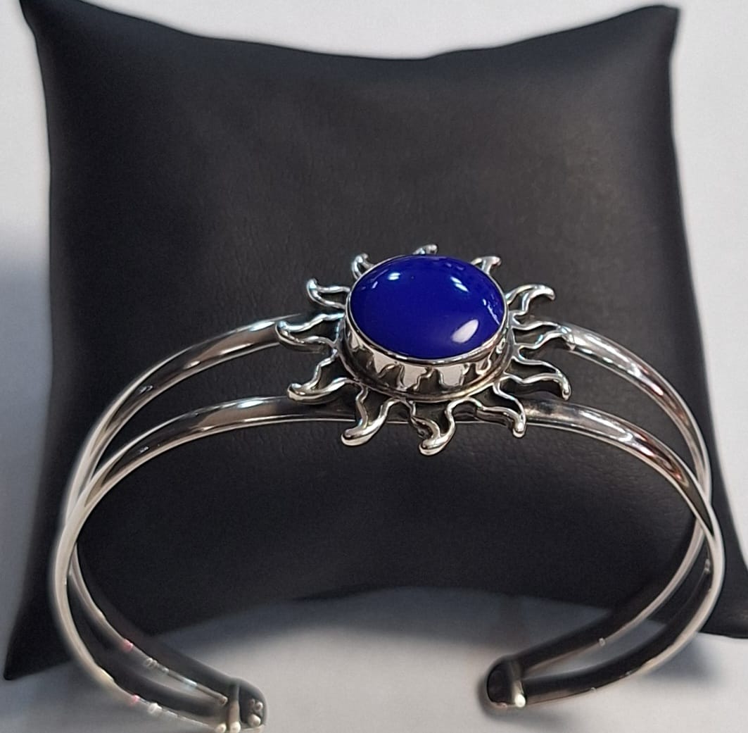 BRAZALETE CON LAPIZLASULI EN PLATA LEY 925