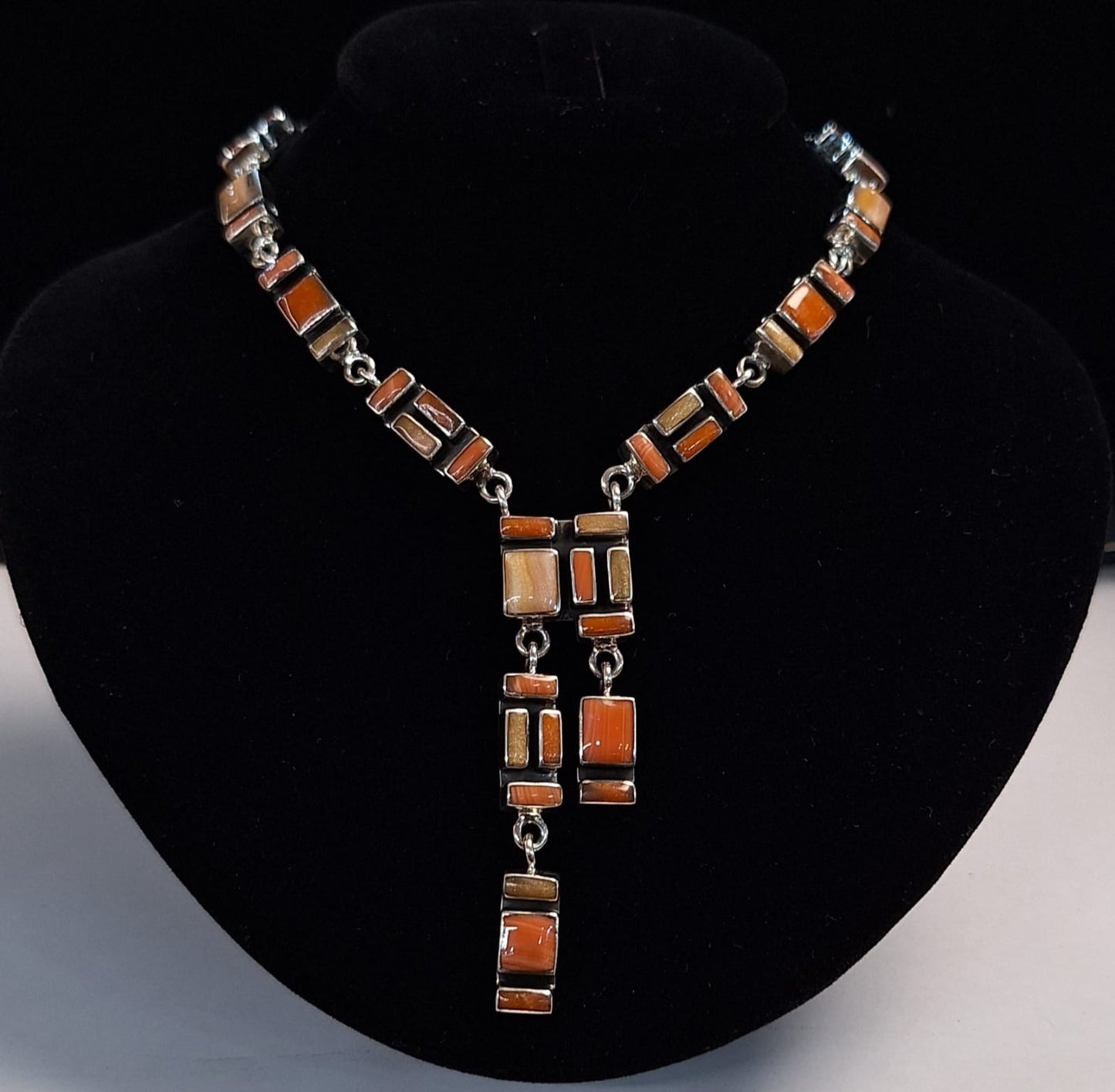 COLLAR MOSAICO CON INCRUSTACIONES DE PIEDRA EN PLATA LEY 925