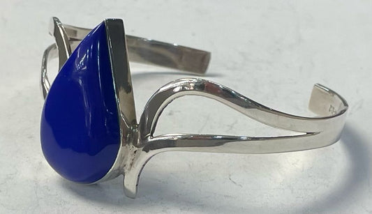 Brazalete con Lapizlazuli en Plata Ley 925, vista frontal