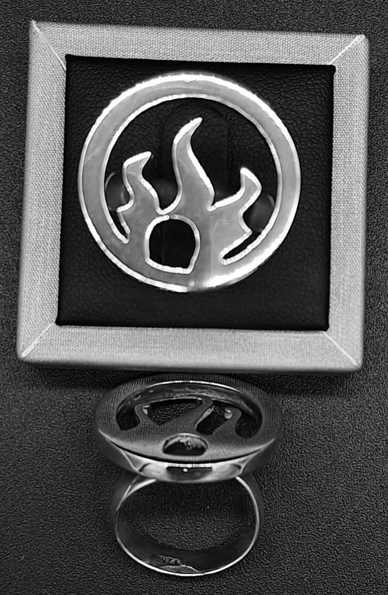 ANILLO PLATA LEY 925 , SIMBOLO DE FUEGO