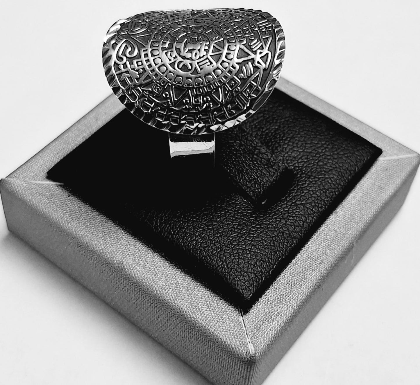 ANILLO CALENDARIO AZTECA EN PLATA LEY 925