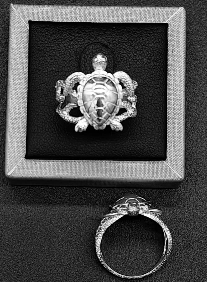 ANILLO PLATA LEY 950, TORTUGA