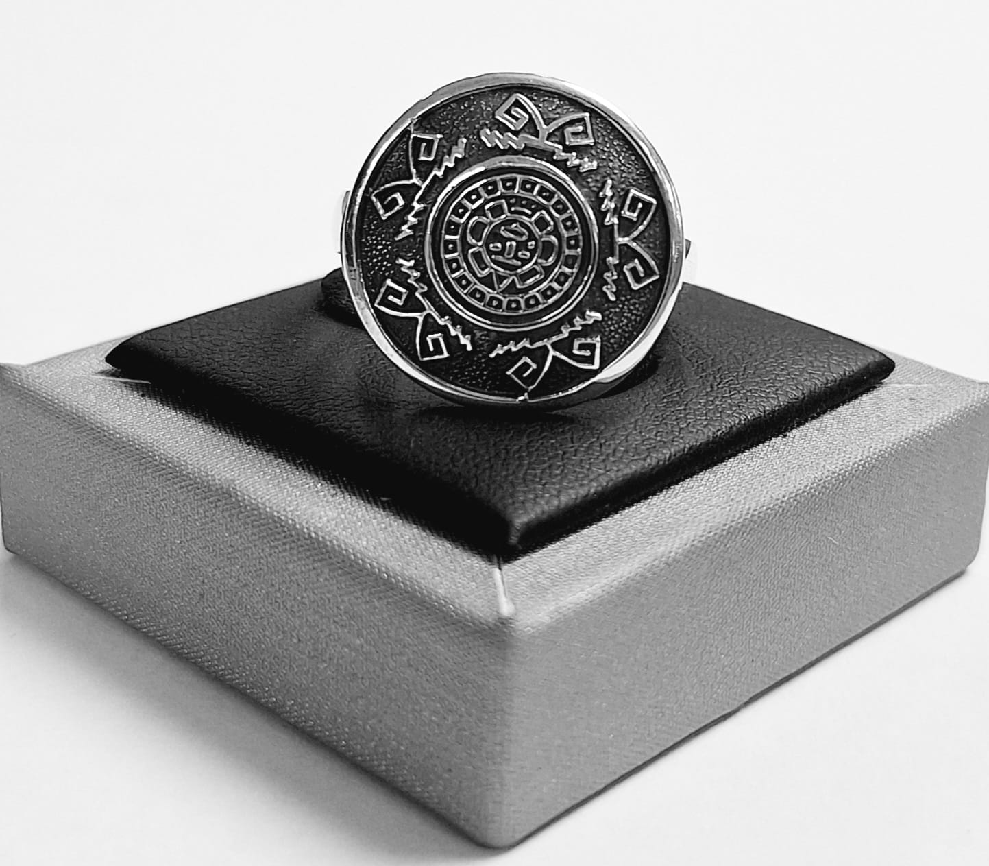 ANILLO AZTECA EN PLATA LEY 925