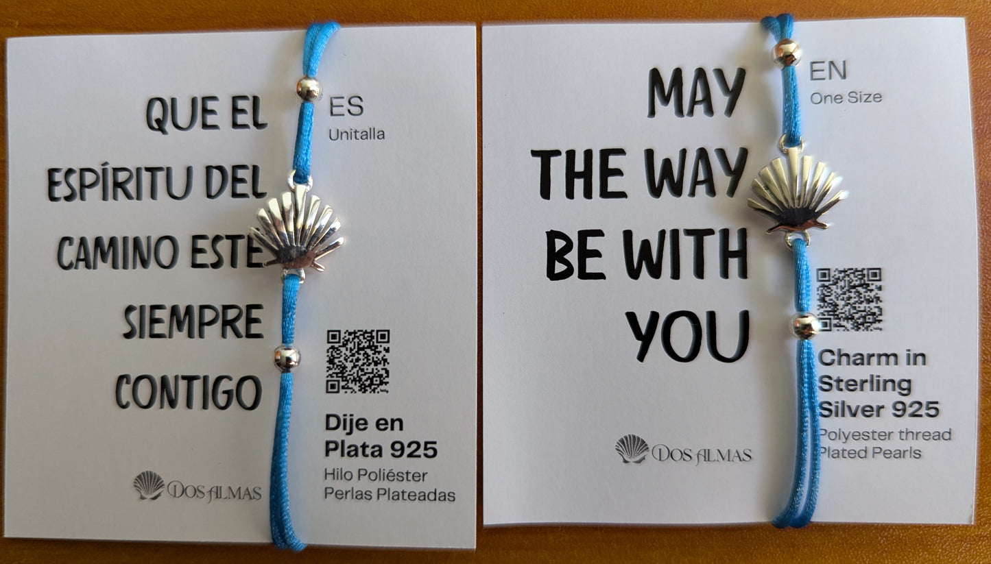 Pulsera Concha Vieira del Camino de Santiago en Plata Ley 925 con Perlas Plateadas