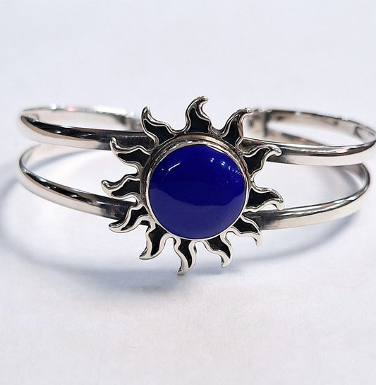 BRAZALETE CON LAPIZLASULI  EN PLATA LEY 925